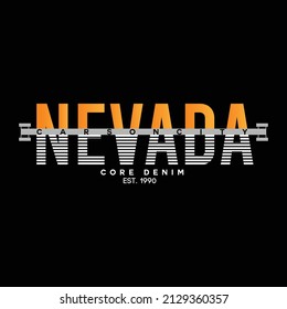 illustration vector graphic of lettering typography nevada core denim design perfect for tshirt apparel and background print logo