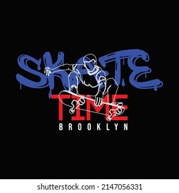 illustration vector graphic of lettering typography skate time brooklyn design perfect for tshirt apparel and background print logo