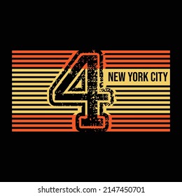 illustration vector graphic of lettering typography number four new york city design perfect for tshirt apparel and background print logo