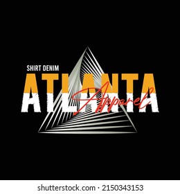 illustration vector graphic of lettering typography atlanta shirt denim apparel design perfect for tshirt apparel and background print logo
