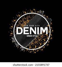 illustration vector graphic of lettering typography new york city denim design apparel and background print logo