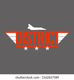 illustration vector graphic of lettering typography district design apparel and background print logo