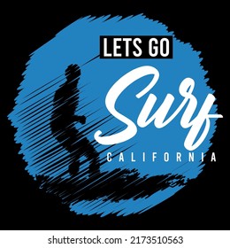 illustration vector graphic of lettering typography california surf design apparel and background print logo