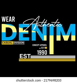 illustration vector graphic of lettering typography wear denim design perfect for tshirt apparel and background print logo