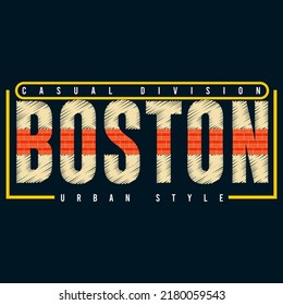 illustration vector graphic of lettering typography boston casual division design apparel and background print logo