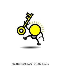 illustration vector graphic light bulb carrying key, perfect for motivation, key to success, motivational book, spirit poster, idea, etc