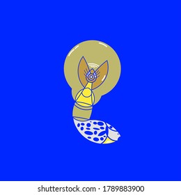 Illustration vector graphic of light and fish with background