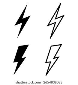 Ilustración del gráfico de Vector del rayo Conjunto de iconos de relámpagos, icono plano, Vector plano moderno