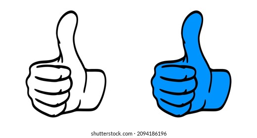 Illustration vector graphic of like icon. Thumbs up logo. Logos like. White and blue colors. Transparent background