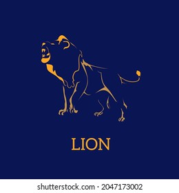 Illustration vector graphic of line art lion