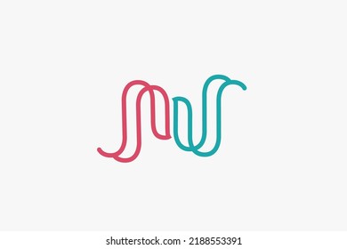 Ilustración vectorial gráfico de arte de línea minimalista letra monograma ms. Bueno para el logotipo