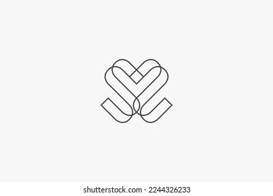 Illustration vector graphic of line art love or heart. Good for logo