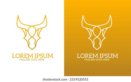 Illustration vector graphic of Line art logo design bull head elegant
