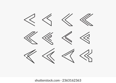 Illustration vector graphic of line art arrow head set. Good for icon, symbol, logo