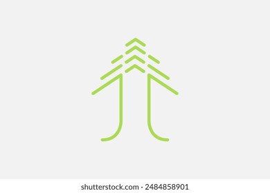 Illustration vector graphic of line art tree and arrow. Good for logo