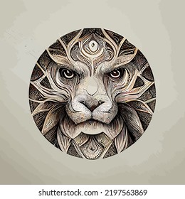 illustration vector graphic of lion face in hand draw mandala tribal style perfect for t-shirt, poster or edit and customize your design, card, banner, social media 

