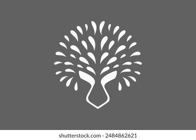 Illustration vector graphic of lion face and tree. Good for logo