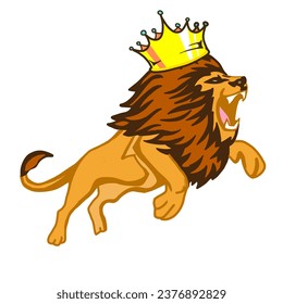 Gráfico vectorial de ilustración del rey león. Con corona amarilla.