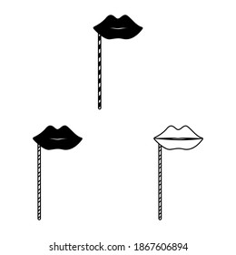 Ilustración vectorial de los labios en un conjunto de iconos de punzada. Concepto de diseño plano. Perfecto para ícono, afiche, banner, web, etiqueta, signo, símbolo, tarjeta, plantilla, aplicación, etc.