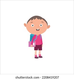 ilustración de la actividad infantil gráfica vectorial, ir a la escuela. aislado sobre fondo blanco