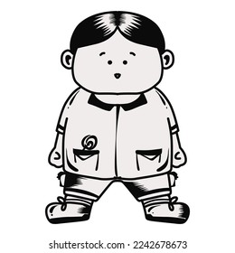 Illustration vector graphic of little boy. Perfect for icon, logo, tattoo, banner, stickers, greeting cards