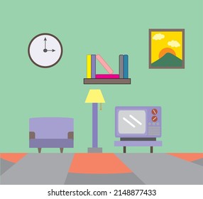 Illustration vector graphic of living room furniture. Concept flat design. Perfect for icon, sign, symbol, web, application, background, template, landing page, cartoon, etc.