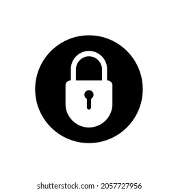 Illustration vector graphic of lock icon. Black color with circle background. Simple flat image