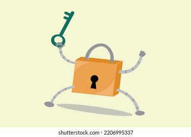 Illustration Vector Graphic Of Lock And Key. Fit For Lock Unlock Symbol. 