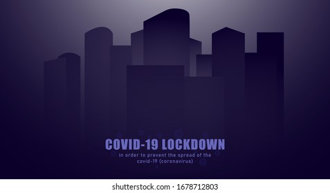 Illustration vector graphic of lockdown city because of covid-19. Coronavirus global pandemic. Fit for healthcare or medical campaign againts corona virus.