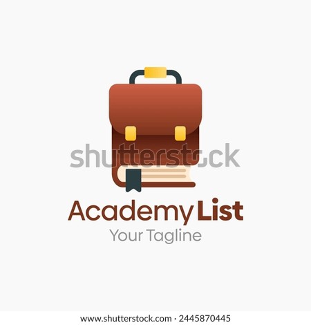 Illustration Vector Graphic Logo of Academy List. Merging Concepts of a Book and school bag. Good for Education, Course, Learning, Academy etc