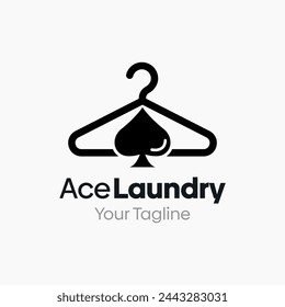 Ilustración Vector Gráfico Logo de Ace Lavandería. Fusión de los conceptos de una forma de la percha y de la tarjeta del as. Bueno para la industria de la moda, lavandería de negocios, boutique, ropa, sastre y etc