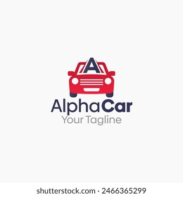 Illustration Vector Graphic Logo of Alpha Car. Merging Concepts of Initial Alphabet A and Car Shape. Good for business, startup, company logo