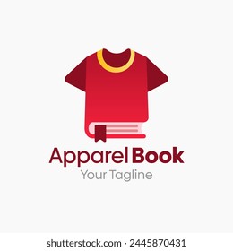 Illustration Vector Graphic Logo of Apparel Book. Merging Concepts of a Book and Shirt Apparel. Good for Education, Course, Learning, Academy etc