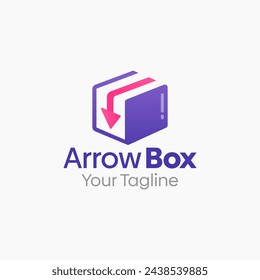 Ilustración Vector Gráfico Logo de la caja de flecha. Combinación de los conceptos de caja y flecha. Bueno para el paquete de entrega, negocio de carga y etc