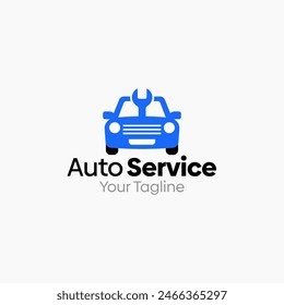 Illustration Vector Graphic Logo of Auto Service. Merging Concepts of a Wrench toolkit and Car Shape. Good for business, startup, company logo