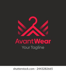 Illustration Vector Graphic Logo of Avant Wear. Merging Concepts of a Hanger Fashion and Initial A Alphabet Shape. Good for Fashion Industry, Business Laundry, Boutique, Garment, Tailor and etc