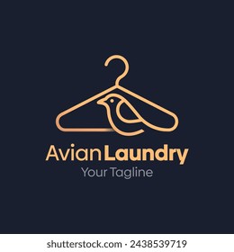 Illustration Vector Graphic Logo of Avian Laundry. Merging Concepts of a Hanger Fashion and Bird Shape. Good for Fashion Industry, Business Laundry, Boutique, Garment, Tailor and etc