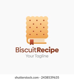 Illustration Vector Graphic Logo of Biscuit Recipe. Merging Concepts of a Book and Biscuite Shape. Good for Education, Course, Learning, Academy, Cooking Class etc