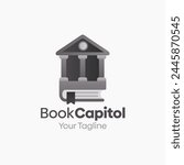 Illustration Vector Graphic Logo of Book Capitol. Merging Concepts of a Book and Capital Government Building Good for Education, Course, Learning, Academy etc