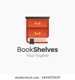 Illustration Vector Graphic Logo of Book Shelves. Merging Concepts of a Book and Shelves. Good for Education, Course, Learning, Academy etc