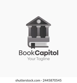 Illustration Vector Graphic Logo of Book Capitol. Merging Concepts of a Book and Capital Government Building Good for Education, Course, Learning, Academy etc