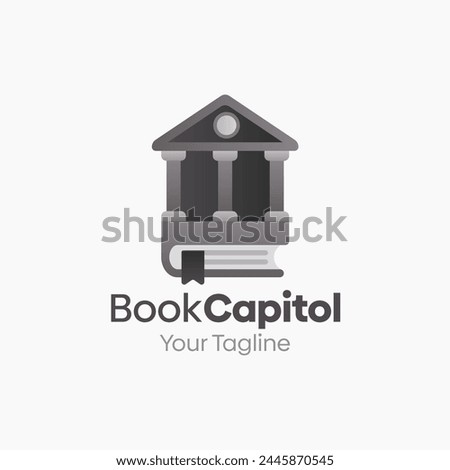 Illustration Vector Graphic Logo of Book Capitol. Merging Concepts of a Book and Capital Government Building Good for Education, Course, Learning, Academy etc