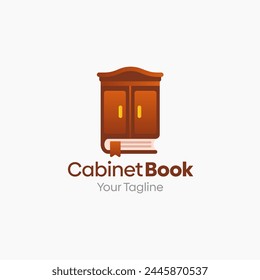 Illustration Vector Graphic Logo of Cabinet Book. Merging Concepts of a Book and Cabinet. Good for Education, Course, Learning, Academy etc