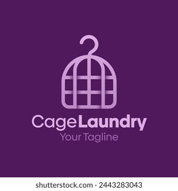 Illustration Vector Graphic Logo of Cage Laundry. Merging Concepts of a Hanger Fashion and Cage Symbol. Good for Fashion Industry, Business Laundry, Boutique, Garment, Tailor and etc