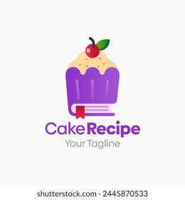 Illustration Vector Graphic Logo of Cake Recipe. Merging Concepts of a Book and Pancake Good for Education, Course, Learning, Academy etc