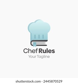 Illustration Vector Graphic Logo of Chef Rules. Merging Concepts of a Book and Chef Hat. Good for Education, Course, Learning, Academy etc