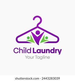 Illustration Vector Graphic Logo of Child Laundry. Merging Concepts of a Hanger Fashion and Childs. Good for Fashion Industry, Business Laundry, Boutique, Garment, Tailor and etc
