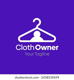 Illustration Vector Graphic Logo of Cloth Owner. Merging Concepts of a Hanger Fashion and Personal User Shape. Good for Fashion Industry, Business Laundry, Boutique, Garment, Tailor and etc