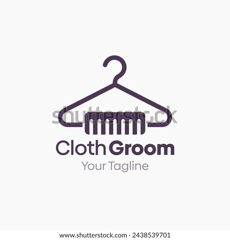 Illustration Vector Graphic Logo of Cloth Groom. Merging Concepts of a Hanger Fashion and Comb Shape. Good for Fashion Industry, Business Laundry, Boutique, Garment, Tailor and etc