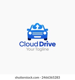 Ilustración Vector Logo gráfico de Cloud Drive. Fusión de los conceptos de una nube y una forma de coche. Bueno para el negocio, inicio, logotipo de la empresa